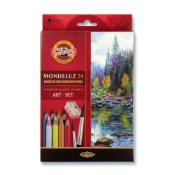 Watercolor pencils set of 24 colors with brushes and sharpener