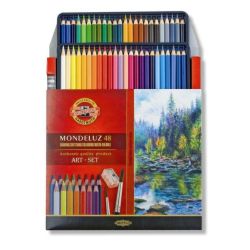 Watercolor pencils set of 48 colors with brushes and sharpener