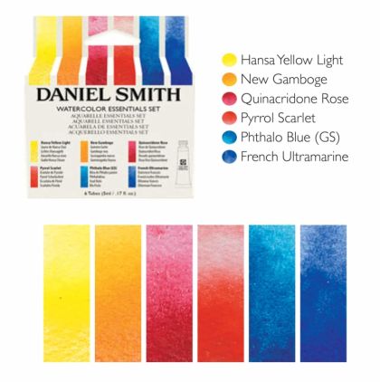 Комплект 6 цвята акварелни бои DANIEL SMITH Extra Fine™ - Essentials Watercolor Set