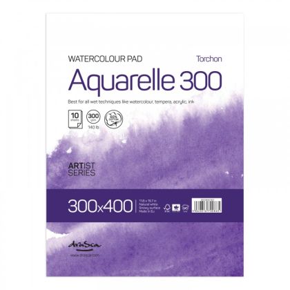 'Aquarelle Torchon 300' glued 30*40 cm 10 sheets natural white paper 300 g 60% cotton