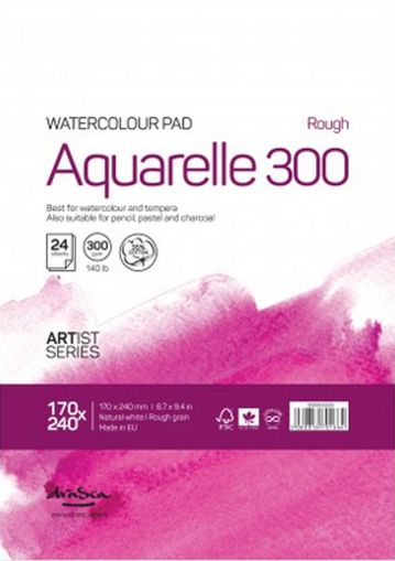 'Aquarelle Rough 300' glued 17*24 cm 24 sheets natural white paper 300 g 35% cotton