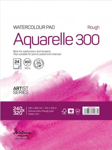 'Aquarelle Rough 300' glued 24*32 cm 24 sheets natural white paper 300 g 35% cotton