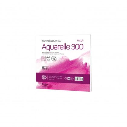 'Aquarelle Rough 300' glued size 15х15 cm., 12 sheets natural white paper 300 g 35% cotton