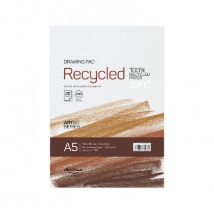 'Recycled drawing pad Sand' glued A5 (14.8*21 cm) 20 sheets 200 g