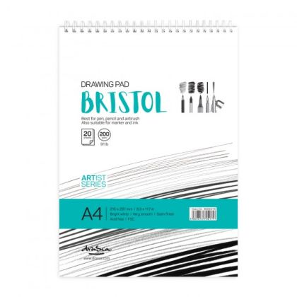 'Bristol Drawing Pad' wirebound A4 (21*29.7 cm) 20 sheets white paper 200 g