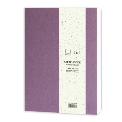 sketchbook 'Natural Touch' 19*26 cm., 128sh violet cover