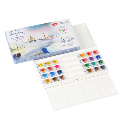 Бели нощи акварелни бои комплект 24 цвята в пластмасова кутия