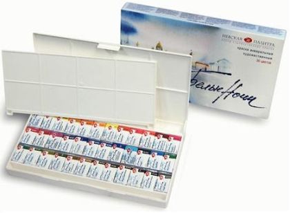 Бели нощи акварелни бои комплект 36 цвята в пластмасова кутия