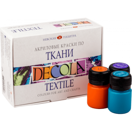 Комплект акрилни бои за текстил DECOLA 12 цвята по 20 мл.