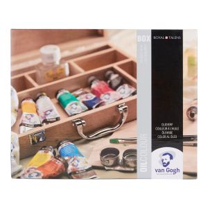 Комплект маслени бои в дървена кутия VAN GOGH, 10 цвята по 40 мл.  + аксесоари