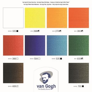 Комплект маслени бои в дървена кутия VAN GOGH, 10 цвята по 40 мл.  + аксесоари