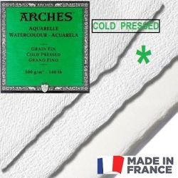 ARCHES Professional watercolor handmade paper 100% cotton, 300 g - CP 76x56 cm. COLD PRESS