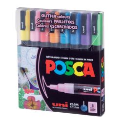 POSCA acrylic markers 3M - Set of 8 pcs. GLITTER colors