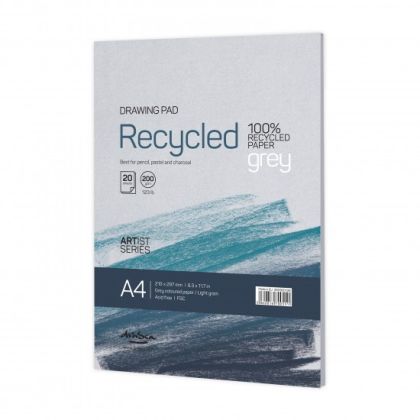 'Recycled drawing pad Grey' glued A4 (14.8*21 cm) 20 sheets 200 g