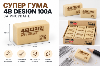 Hwarang 4B Design 100A Soft Drawing Eraser – Made in Korea
