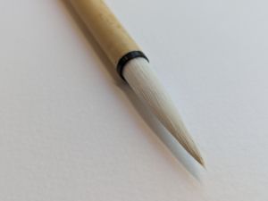 Кръгла китайска четка с естествен бял косъм, бамбукова дръжка - голяма