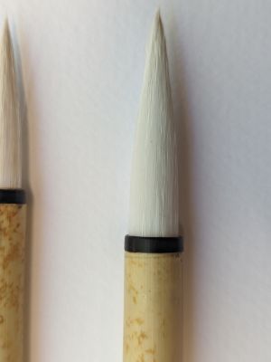 Кръгла китайска четка с естествен бял косъм, бамбукова дръжка - голяма