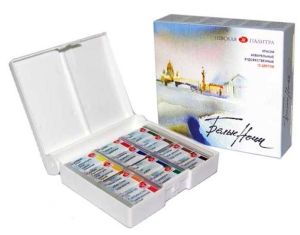 Бели нощи акварелни бои комплект 12 цвята в пластмасова кутия
